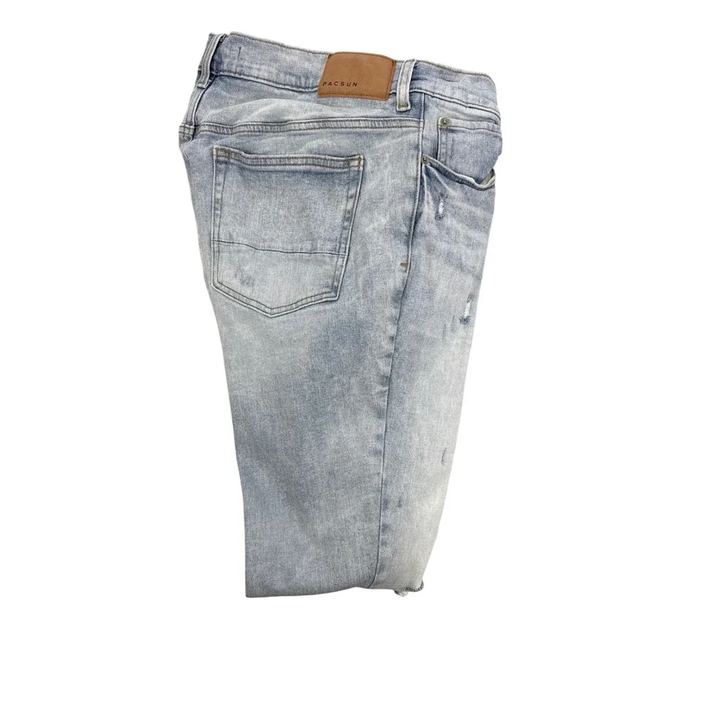 PacSun Stacked Skinny Distressed Light Wash Blue Jeans Mens 32x32 132SU205002PC